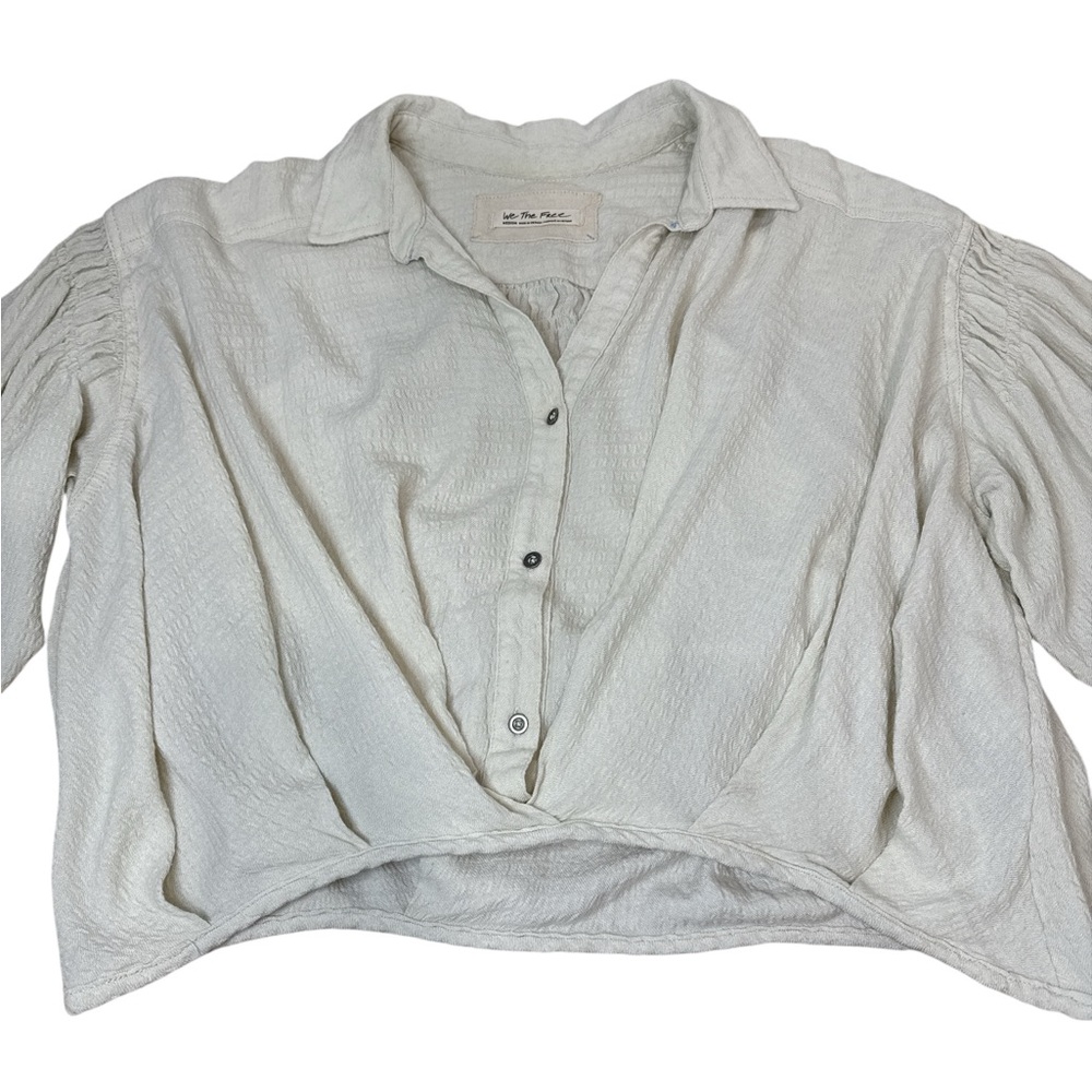 We The Free Ivory Rockaway Oversized Crop Shirt Medium - Picture 8 of 11